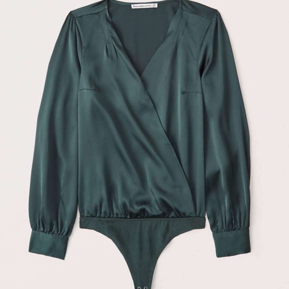 Long Sleeve Wrap Satin bodysuit // medium - Picture 2 of 2